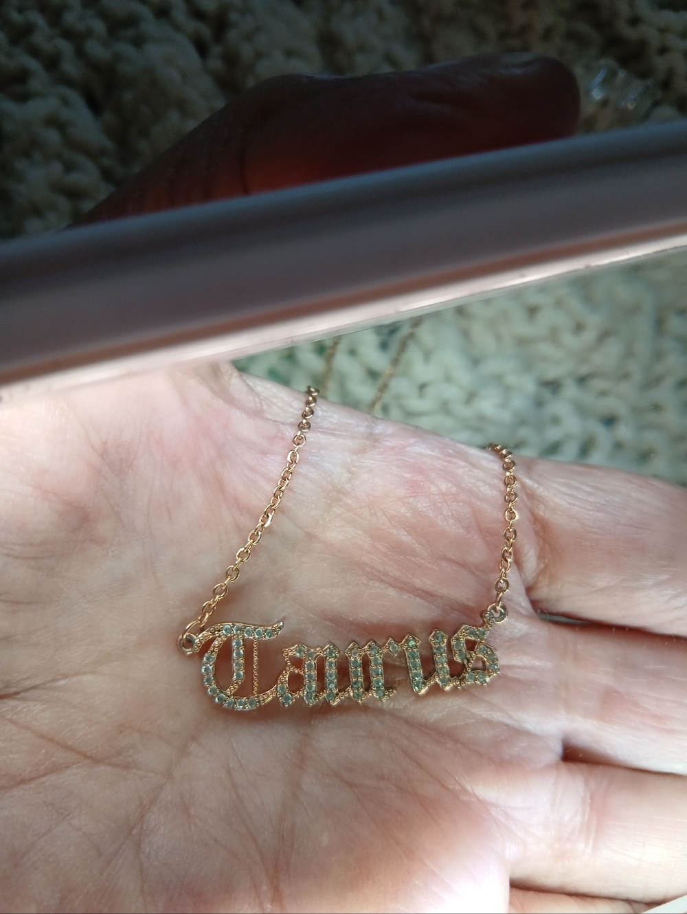 Taurus ♉️ zodiac sign pendant necklace Prong Set Tiny Crystals